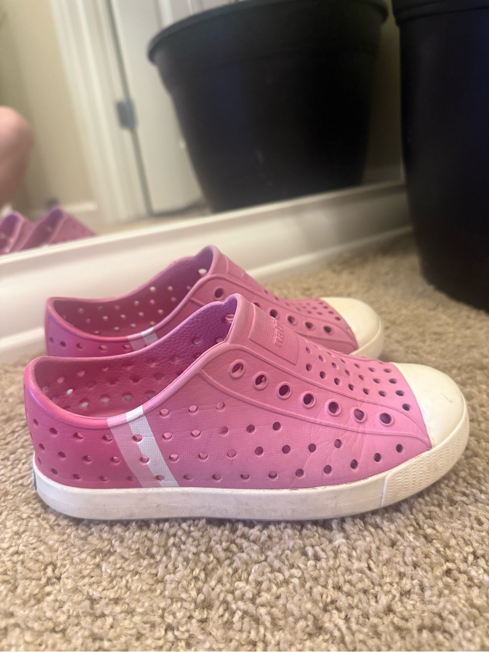 Nation LTD Pink Slip-On Water Shoes with White Toe and Stripe